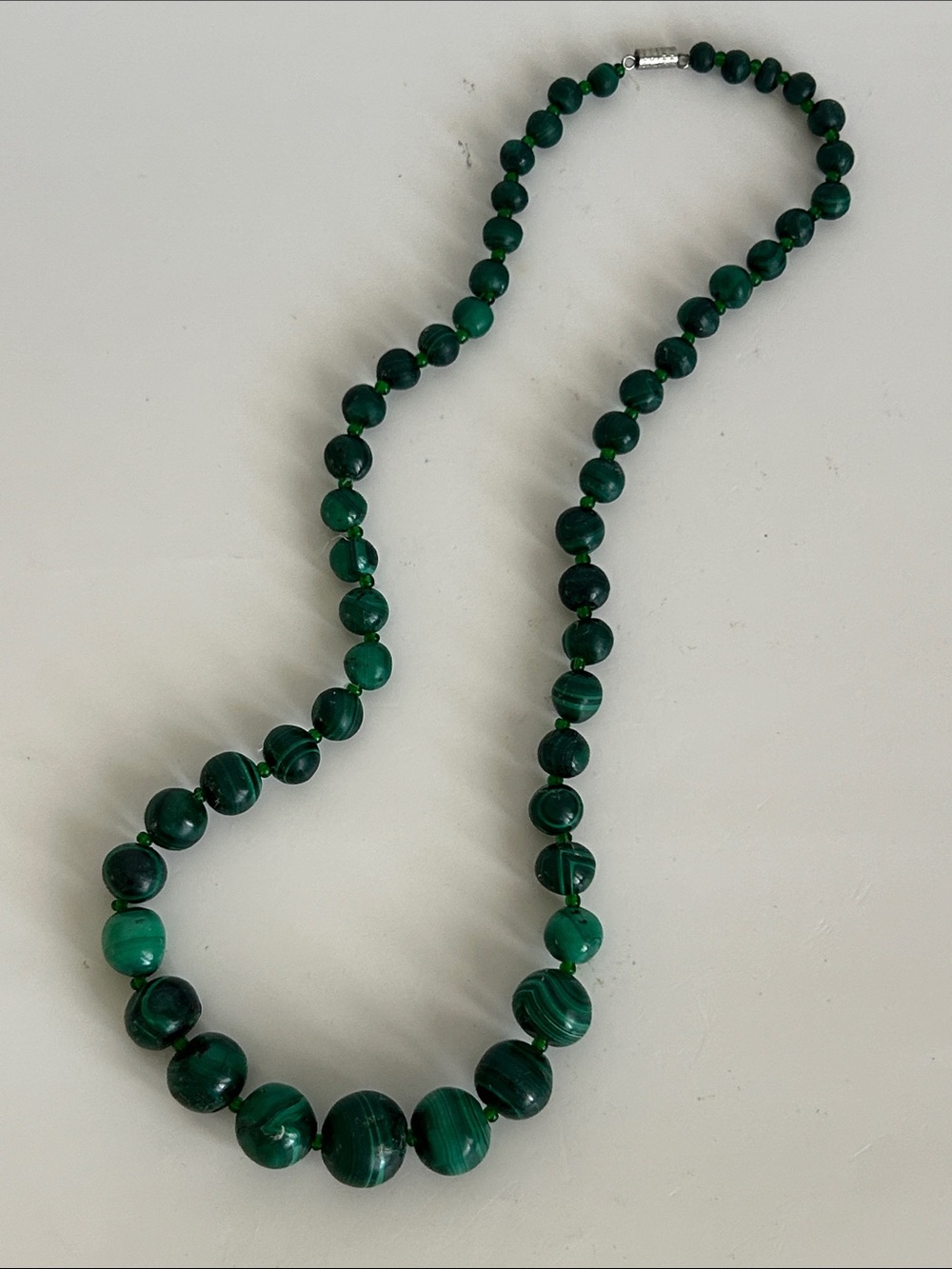 Vintage Graduated Malachite Bead Necklace